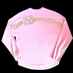 Walt Disney World Spirit Jersey Rose Gold Glitter Oversized Pink Crewneck  Shirt